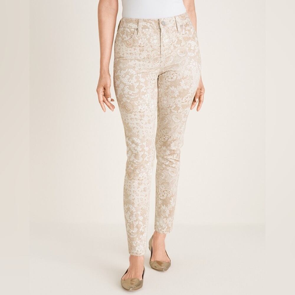 Chico’s So Slimming Loving Lace Jean Floral Pant Size 3R (US 16) NWT